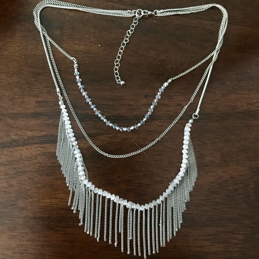 TripleTier Bead And Chain Necklace